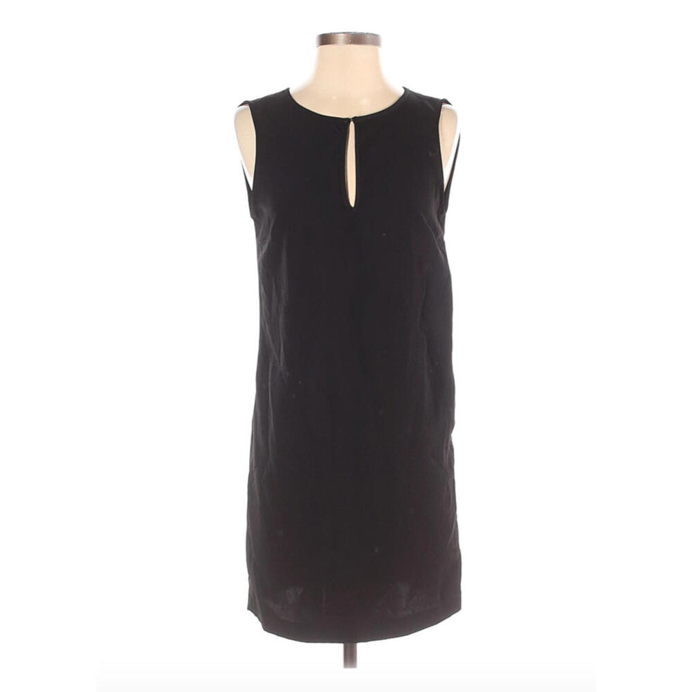 ZARA Basic Dress Black Keyhole Sz XS Open Back Fringe Sleeveless Women
